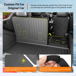 powoq Cargo Mat Compatible with 2022-2026 Chevy Tahoe GMC Yukon Cargo Liner TPE Trunk Mat Backrest Trunk Liner Replacement for 2022 2023 2024 2025 2026 Chevy Tahoe Accessories