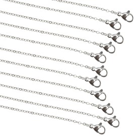 HEIHAK 100 Pack 18 Inch Stainless Steel Necklace Chains Bulk, 1.2mm Silver Chain Necklace with Lobster Clasps, DIY Jewelry Chains for Making Jewelry, Women and Men