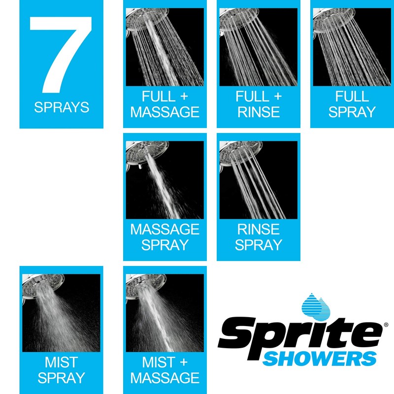 Sprite Showers AKE-CM Biarritz 7-Setting One Filtered Shower Head, Chrome