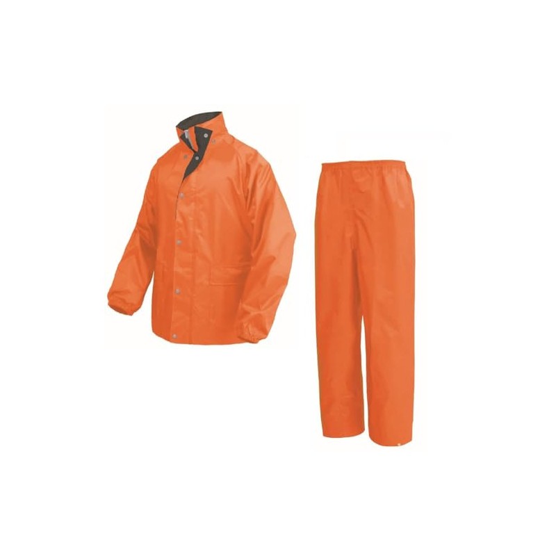 Koshin Rubber Rain Suit, Top and Bottom Set, Orange, Suitable
