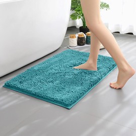 OWIYA Bathroom Rugs Mat 36x24 Chenille TRP Non-Slip Extra Soft and Absorbent Machine Wash Dry Bath Rugs Mat for Bathroom Floor, Bathtub and Shower, Chenille Bath Rugs, Bath Carpet Teal