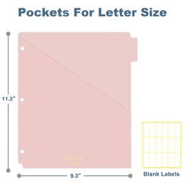 6 Tabs Binder Dividers with Pockets, Binder Dividers with Tabs for 3 Ring Binder Letter Size, Durable Plastic Binder Organizer, Vintage, 1 Set