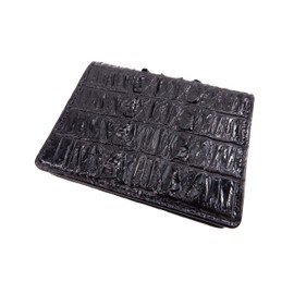 Pelgio Genuine Crocodile Tail Skin Leather Business Credit Card Holder Wallet (Black)