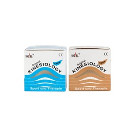 Original Nasara Kinesiology Tape 5 cm x 5 m 2 Rolls 1 x Turquoise 1 x Beige