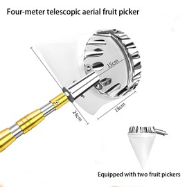 WOIRHWEH 13FT Apple picker, fruit picker pole tool, fruit picker pole with basket telescoping for picking avocados, apples, apples, pears, figs, oranges, lemons, dates and more seasonal fruits