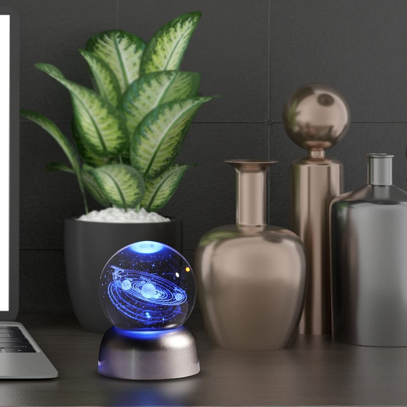 2.36" K9 Crystal 3D Solar System ball with LED Lamp