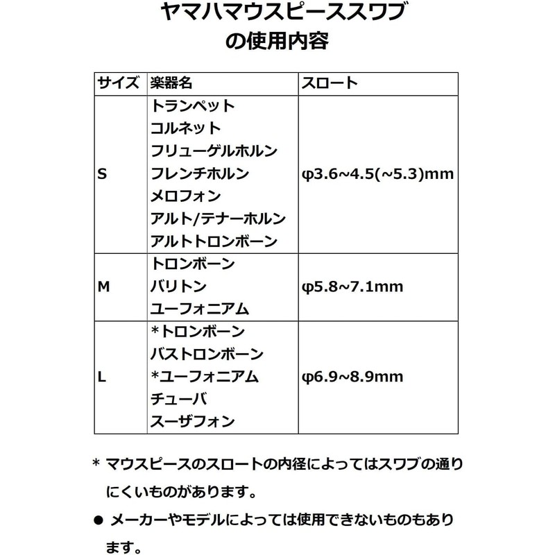 Yamaha MPSS3 Mouthpiece Swab, Small, (For Brass Instruments)