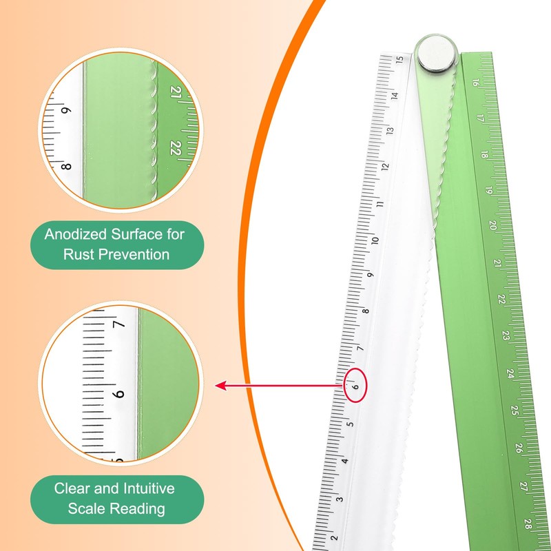 sourcing map Folding Straight Ruler 30cm Metric Aluminum Alloy Protractor
