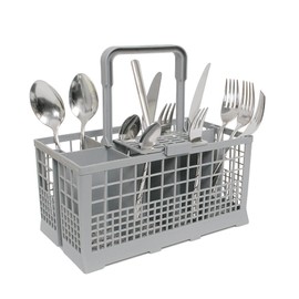 wenco Dishwasher Basket, Cutlery Basket for Dishwasher, wenco Premium Washing Basket, Removable Handle, Folding Grid Lid, Plastic, 24 x 14 x 24.5 cm, Grey