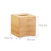 Relaxdays Square Facial Tissue Box, Wooden Bamboo Cosmetic Tissue Dispenser,