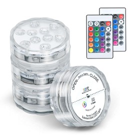 BIEKEW Submersible Lights - 4-Pack Battery-Powered Waterproof IP68 Lights with Remote Control for Pools, Ponds, Hot Tubs, Aquariums, Yacht, Boat, Parties & Decorations