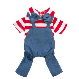 Coomour Dog Shirt Summer Pet Clothes Cotton Puppy Jumpsuit Bowtie Dog Hoodies Cool Blue Coat Medium Small Dogs Classic Jacket (S)