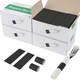 NATURALABEL Bulk Pack of 8,000, Self-Adhesive Napkin Bands for Small Business, Restaurants, Events - 4 Boxes, 2000 per Box (Black)