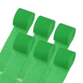sourcing map Crepe Paper Streamers 6 Rolls 196.8Ft Crepe Paper Green Streamers Party Decorations for Birthday Party Wedding Ceremony Graduation Decoration (1.4 in x 32.8 Ft/Roll)