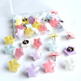 Thumb Tacks, Decorative Push Pins and Tacks for Bulletin Board,25Pcs Star-Shaped Thumbtacks, Ideal Desk Accessories for Office Decor,Home and School (Luminous Star)