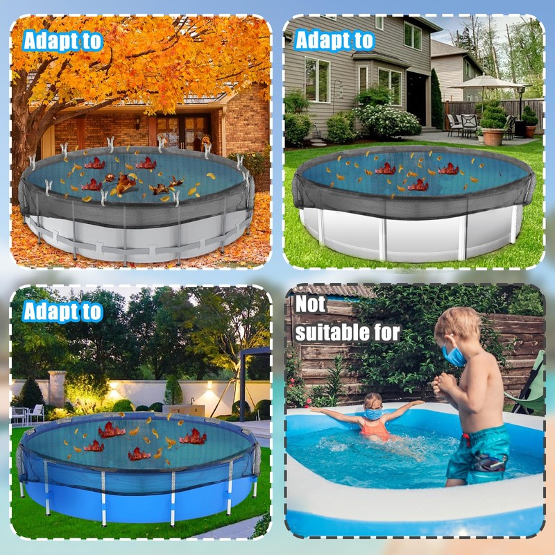 24 Feet Round Pool Leaf Net Cover for Above Ground