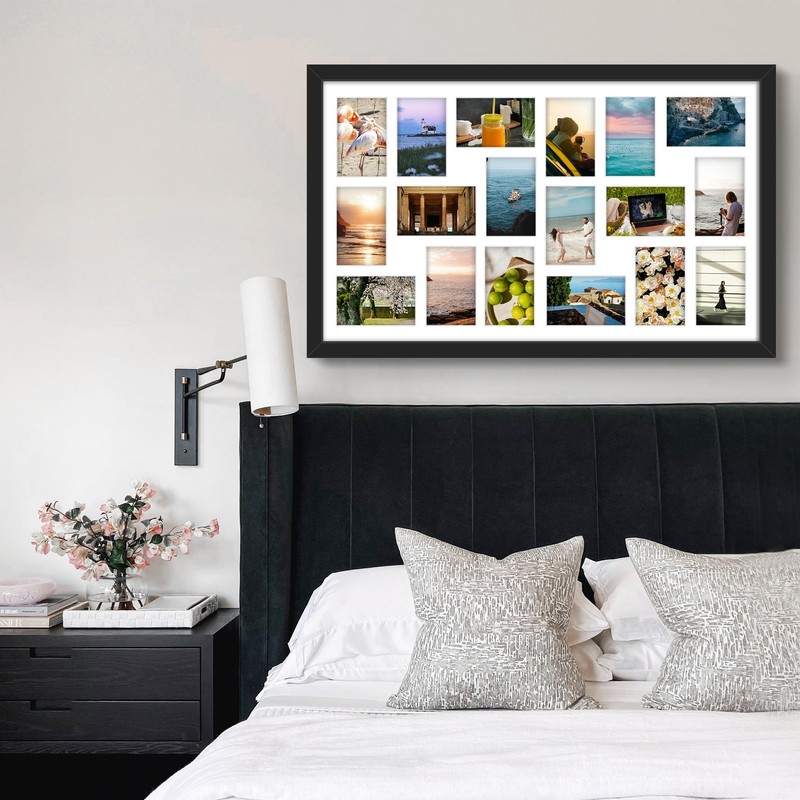 DUENPY 18x30 Picture Frame 4x6 Collage Picture Frame Displays Eighteen