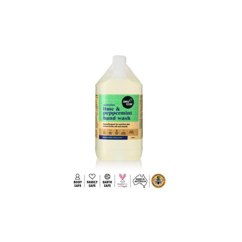 Simply Clean Australian Lime And Pepermint Hand Wash 5L
