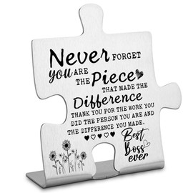 Thank you Appreciation gifts for Boss Mentor Leader, Going Away Gift Retirement Gift for Boss Coworker, Never forget you are the Piece that Made the Difference, Thank You Boss Plaque-DX137
