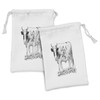 Lunarable Cow Fabric Pouch Set of 2, Monochrome Hand Drawn