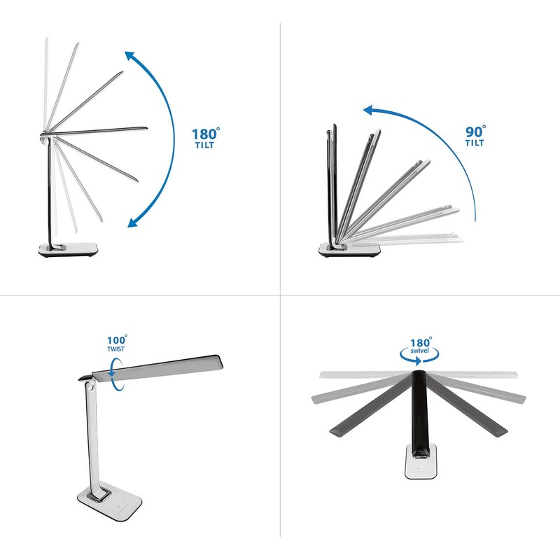 Turcom LED Desk Lamp With USB Charging Port Dimmable Touch