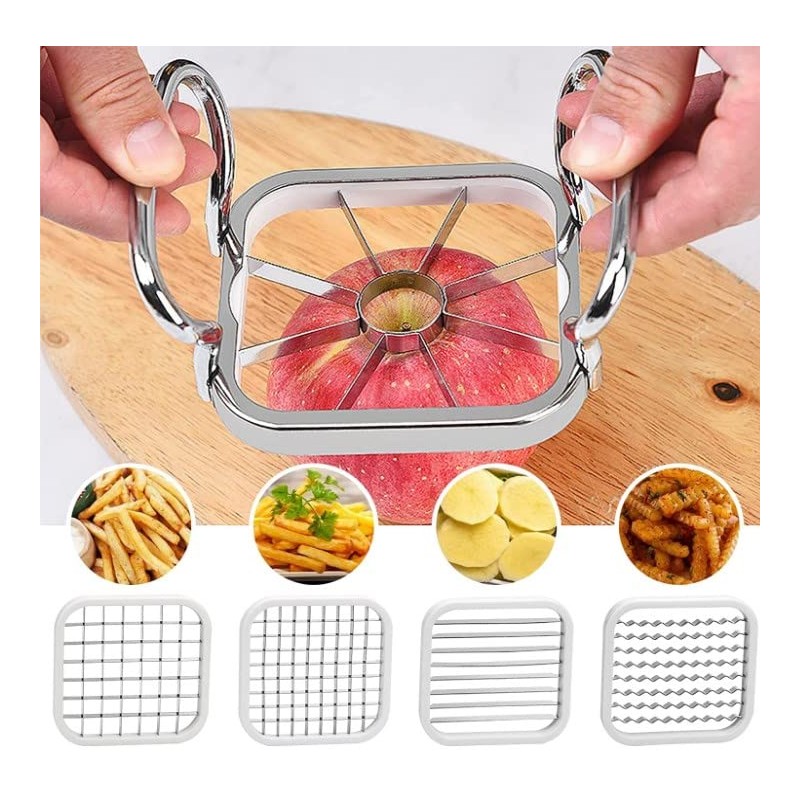 Potato Chipper-Stainless Steel 5in 1 Potato Chopper Cutter Fruit Chip