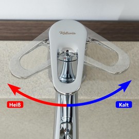 Kelleria Kitchen Tap 360° Rotatable, High Pressure Kitchen Tap with Ceramic Cartridge, Single Lever Mixer Tap for Sink, Easy Assembly and 50 cm Hot/Cold Hose, Chrome