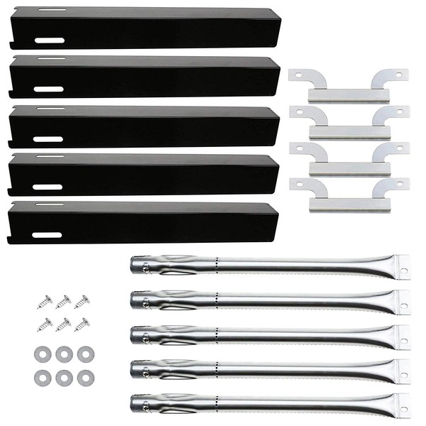 Hisencn Parts Kit Replacement Fits for Brinkmann 5 Burner 810-8501-S, 810-8502-S Gas Grill Models, Grill Burners, Heat Plates, Crossover Tubes
