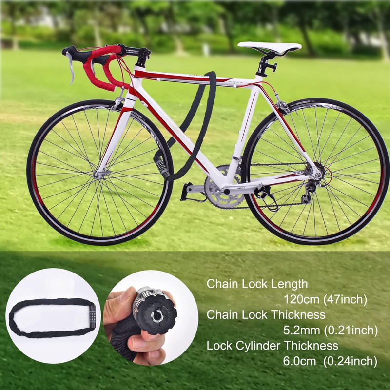 Bike Locks,Chain Locks,5 Digit 120cm Resettable Security Combination Lock, Oture