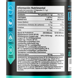 200 Billones de Probióticos 60 Cáp 11 diferentes Cepas. Cápsulas con tecnología DRcaps®. Ingredientes naturales. 200 Billion Probiotics Platinum B Life.