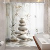 Zen Bamboo Gray Butterfly Stone Spa Pastel Bathroom Shower Curtain