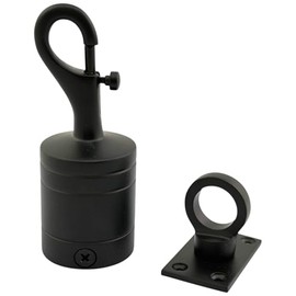 36mm Powder Coated Black Trigger Hook And Eye Plate Decking Barrier Rope Fittings Set
