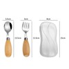 Stainless Steel Fork and Spoon with Wooden Handles, Simple Design