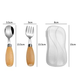 Stainless Steel Fork and Spoon with Wooden Handles, Simple Design for Comfortable Grip, Ideal for Travel and Children's Tableware Use, Comes with a Box.