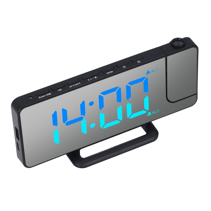 Projection Alarm Clock 7.4 Inch LED Mirror Digital Alarm Clock