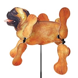 Whirligig Spinner Tan Pug 15" – Adorable Dog-Themed Design, Weather-Resistant Outdoor Decor, Durable & Lightweight for Patios, Yards, and Gardens - Eye-Catching Wind Spinner