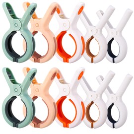 Xialvyu Pack of 10 Towel Clips for Beach Loungers, 2 Styles, Durable Beach Towel Clips, Clothes Pegs, Large for Sun Loungers, Bath Towel, Bed Linen, Thick Clothing