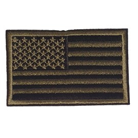 Fat-catz-copy-catz 1x Black or Khaki USA Flag Stars & Stripes Iron on Sew on Embroidered Badge Applique Motif Patch for Clothes 8cm x 5cm (Khaki)