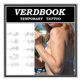 VERDBOOK Waterproof Temporary Tattoos: 2-Sheet Tattoo Kit with Realistic Body Stickers, Semi-Permanent Tattoos for Adults Lasting 7-15 Days – Safe for Men & Women, Bohemian Roses