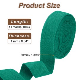 HARFINGTON - Cinta de sarga de algodón de 1-3/16 pulgadas, rollo de 11 yardas, cinta de espiga, cinta de unión al sesgo para manualidades DIY, costura, envoltorios de regalo, verde