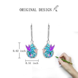 Hummingbird Earrings Turquoise Purple Hummingbird Earrings for Women Sterling Silver Teardrop Turquoise Bird Dangle Jewelry Christmas Gifts