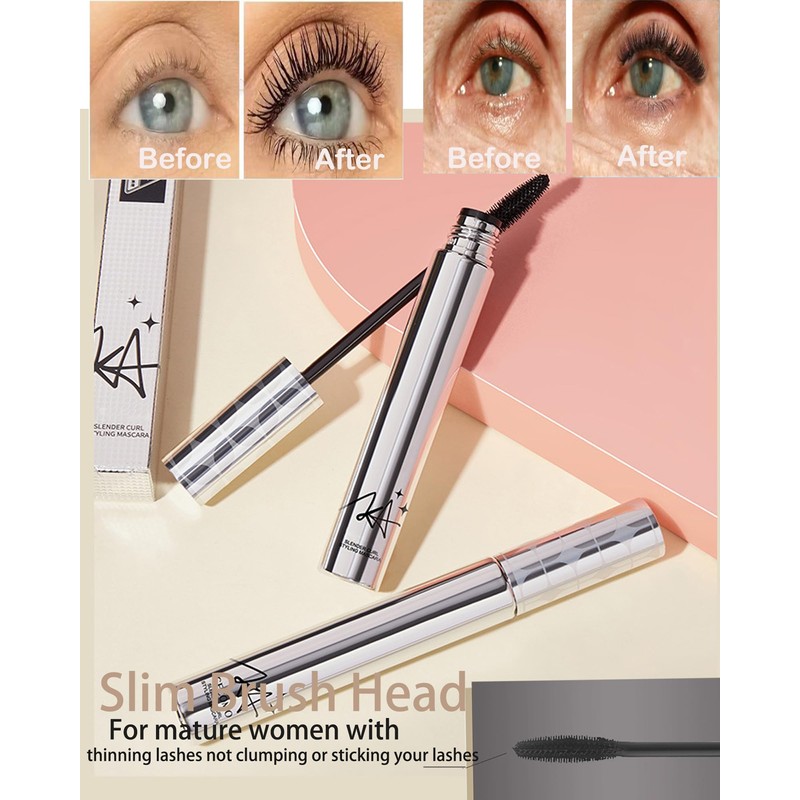 Mascara for Older Women 60 Plus,2 Pcs Black Waterproof Volumizing