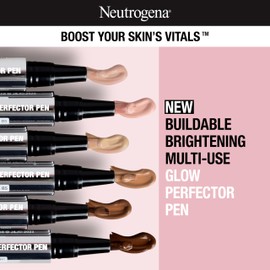Neutrogena Healthy Skin Glow Perfector Concealer Pen, Lightweight Liquid Makeup for Face with Pro-Vitamin B5 & Vitamin E for a Radiant Finish, Light, 0.1 oz
