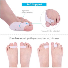 DOACT Kit de alivio de juanetes, férula de juanetes, 6 separadores de dedos de gel, soporte para alisar dedos de los pies de martillo superpuestos, alivio del dolor de día y noche para mujeres y hombres, S