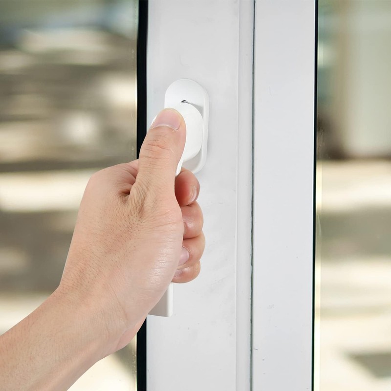 Aluminium Window Lock, Safety Window Handle, White, Window Handle Lockable,
