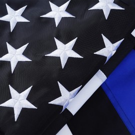 ROTERDON Thin Blue Line Flag 4x6 Ft Outdoor, Made in USA, Embroidered 210D Nylon Police Flags Heavy Duty, Vivid Color Back the Blue Law Enforcement American Flag with 2 Brass Grommets for All Weather