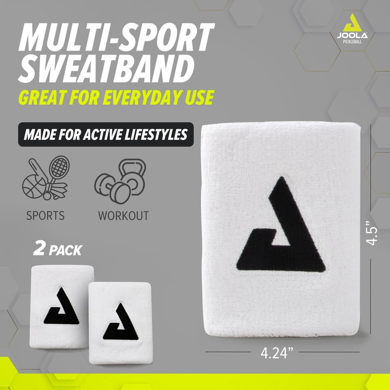 JOOLA Trinity Wristband 2 Pack – White Wrist Bands with