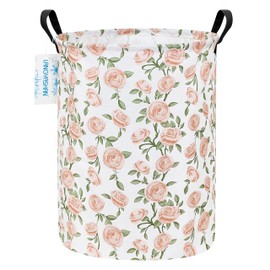 LANGYASHAN Laundry Basket Canvas Fabric Collapsible Organizer Basket for Storage Bin Toy Bins Gift Baskets Bedroom Clothes Children Nursery Hamper (Rose)