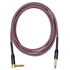 Cascha Professional Line Guitar Cable, Angled, Tweed Red, 3 m