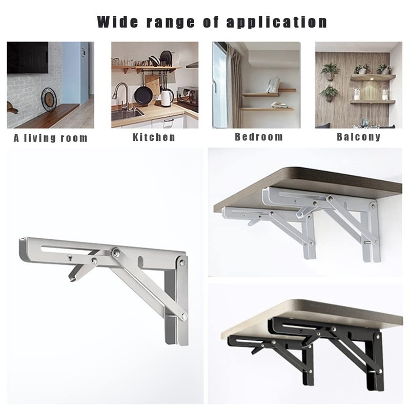 Oudtinx 2PCS Folding Shelf Brackets,Heavy Duty Triangle Shelf Bracket for
